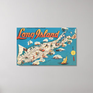Long Island, New York - Greetings of from Canvas Afdruk