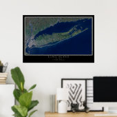 Long Island New York Satellite Poster Map (Thuiskantoor)