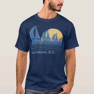 Long Island NY Sailboat  80 s Sunset T-shirt