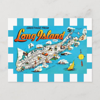  Long Island, NY Striped Map Postcard Briefkaart