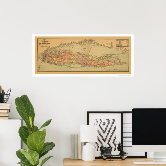 Long Island Railroad Map 1884 Poster (Thuiskantoor)