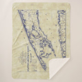 Long Island The Hampton Map Distress Sherpa Deken (Voorkant)