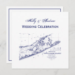 Long Island The Hampton Map SQ Wedding Kaart