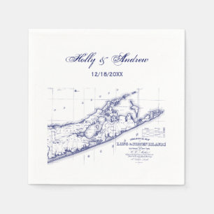 Long Island The Hamptons Kaart Marineblauw Trouwda Servet