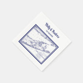 Long Island The Hamptons Map Navy Blue Wedding Servetten (Hoek)