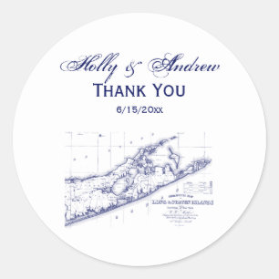 Long Island The Hamptons Map Ronde Sticker