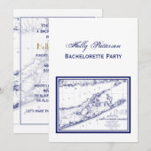 Long Island The Hamptons Map VC Bachelorette Party Kaart (Voorkant / Achterkant)
