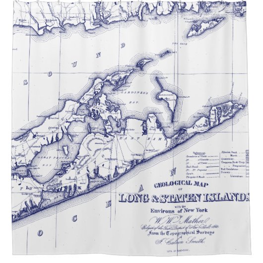 Long Island The Hamptons Map VC Douchegordijn (Voorkant)
