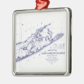 Long Island The Hamptons Map VC Metalen Ornament (Links)