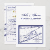 Long Island The Hamptons Map VC Wedding Kaart (Voorkant / Achterkant)