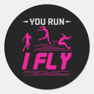 Long Jump Jumper Dames die je rent tijdens het vli Ronde Sticker