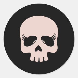 Long Lashes Beauty Girl Skull Gothic Ronde Sticker