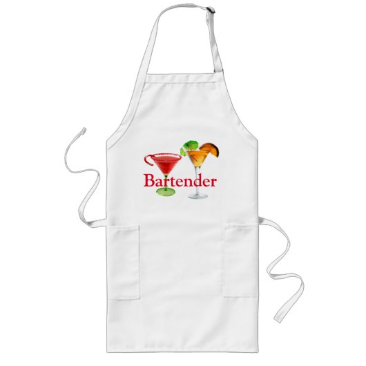 Long Le barman de tablier a conçu des cocktails (Devant)