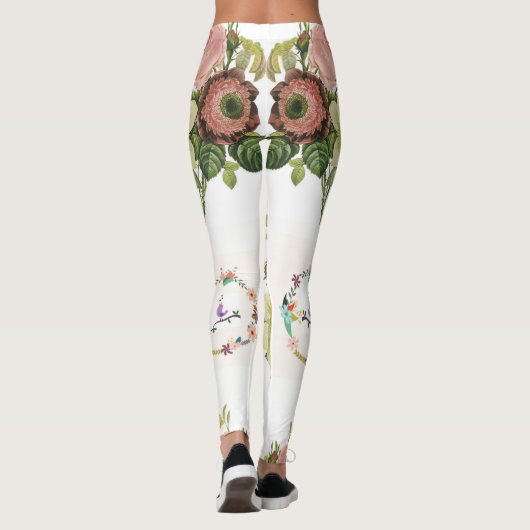 long leggings fleuris adolescent blanc (Dos)