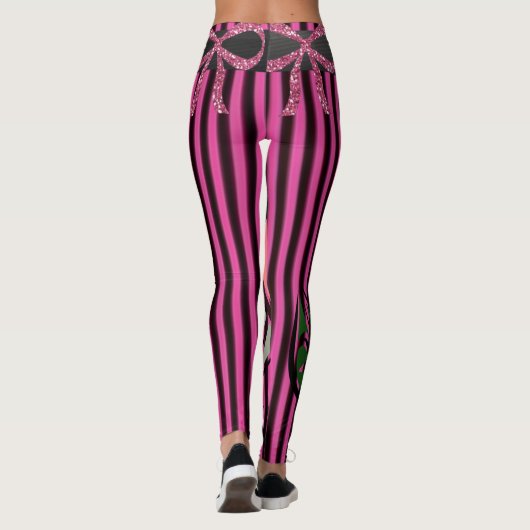 long leggings noir rose (Dos)