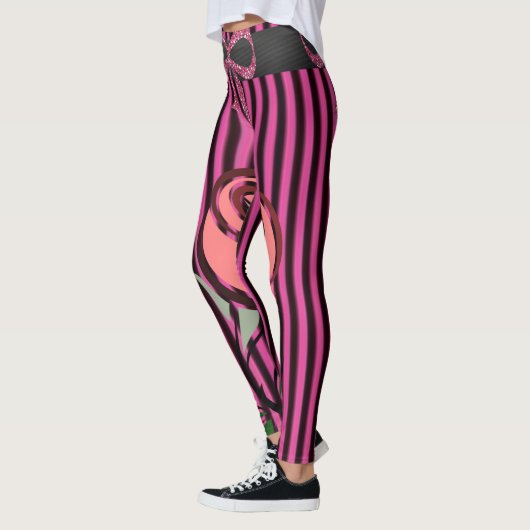 long leggings noir rose (Gauche)