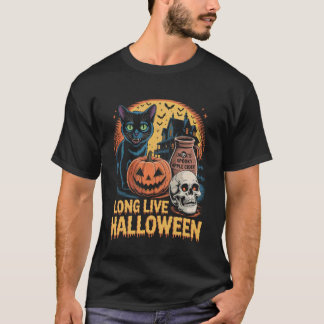 Long Live Halloween Funny Pumpkin Halloween Black  T-shirt