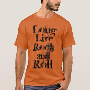 Long Live Rock- en Roll Black Grunge-tekst T-shirt