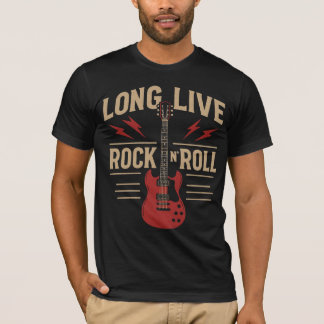 Long Live Rock N' Roll Vintage Electric Guitar Tee T-shirt