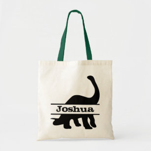 Long Neck Dinosaur Personalized Name Canvas tas