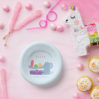  Long-Nosed  Elephant & Gifts Birthday Paper Bowl Papieren Kommen