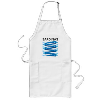 Long Sardines bleu et blanc poisson tablier