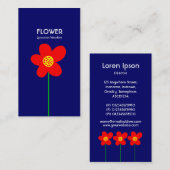 Long Stem Flower IV - Deep Navy Visitekaartje (Voorkant / Achterkant)
