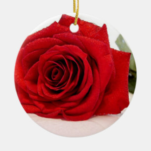 Long Stem Red Rose Ornament