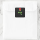Long Stem Red Rose Vierkante Sticker (Tas)