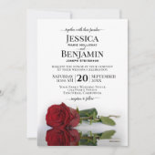 Long Stemmed Red Rose Elegant Wedding Kaart (Voorkant)