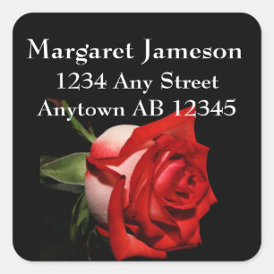 Long Stemmed Red Rose Weduwen Return Label