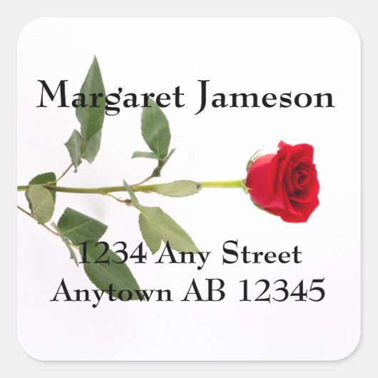 Long Stemmed Red Rose Weduwen Return Label (Voorkant)