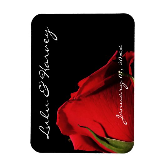 Long Stemmed Red Roses Personal Wedding Magneet (Verticaal)