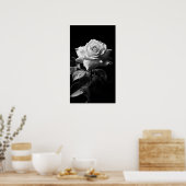Long-stemmed witte roos B&W foto Poster (Keuken)