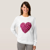 long T-shirt de douille de fausse pierre de coeur (Devant entier)