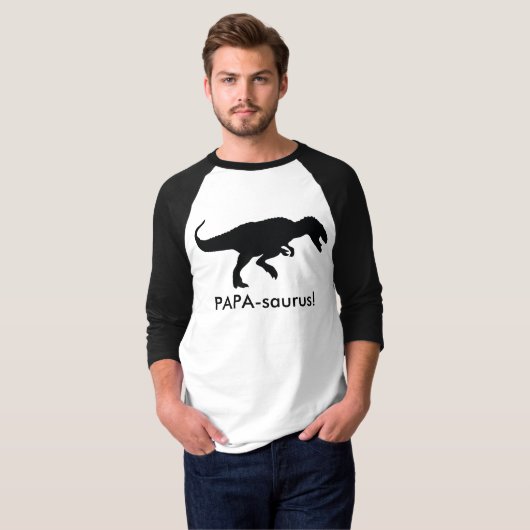 Long T-shirt de douille de Papa-saurus (Devant entier)
