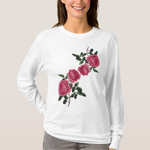 Long T-shirt de douille de roses mauve roses