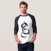 Long T-shirt de raglan de douille du dragon 3/4 (Devant entier)