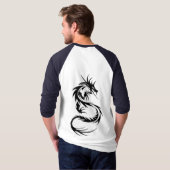 Long T-shirt de raglan de douille du dragon 3/4 (Dos entier)