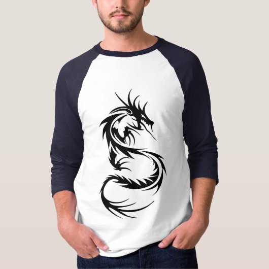 Long T-shirt de raglan de douille du dragon 3/4 (Devant)