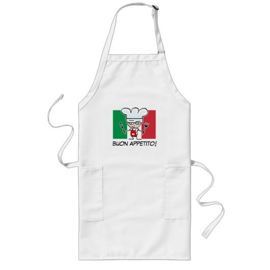 Long Tablier de BBQ de chef italien avec drapeau de l'I (Devant)