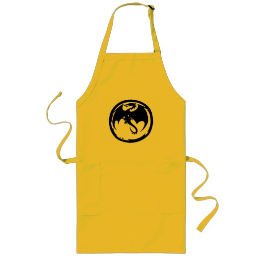 Long Tablier de chef jaune du Dragon noir (Devant)