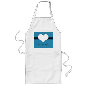 Long Tablier de coeur moderne bleu
