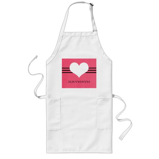 Long Tablier de coeur rose moderne (Devant)
