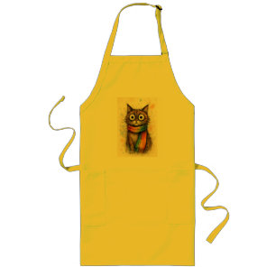 Long Tablier de cuisine Chat Artistique avec Lunettes -