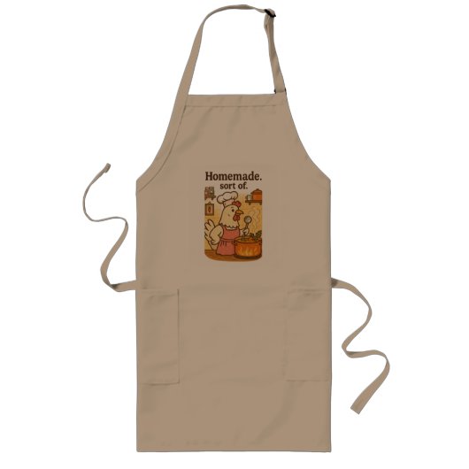 Long Tablier de cuisine drôle avec un poulet – Poule fa (Devant)