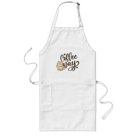 Long Tablier de cuisine pour chat mignon café (Devant)