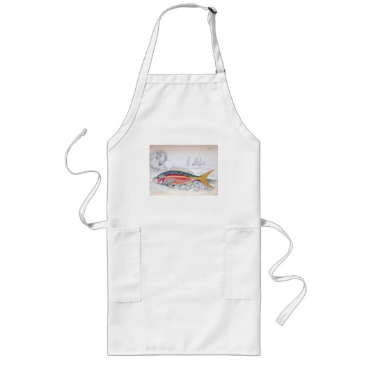 Long Tablier d'illustration de poisson vintage (Devant)