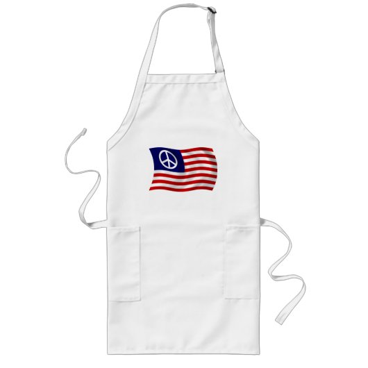 Long Tablier Drapeau Signe de Paix USA (Devant)