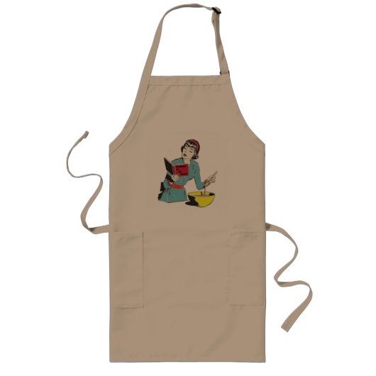 Long tablier fait sur commande, livre de cuisine (Devant)